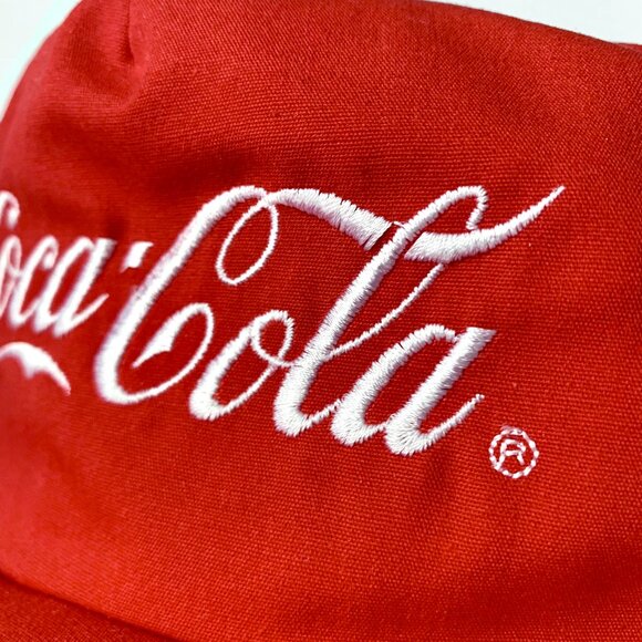 90's Coca Cola Red Snapback Hat Flat Bill Dead Stock Coke Trucker Hypebeast Rare - Picture 8 of 14